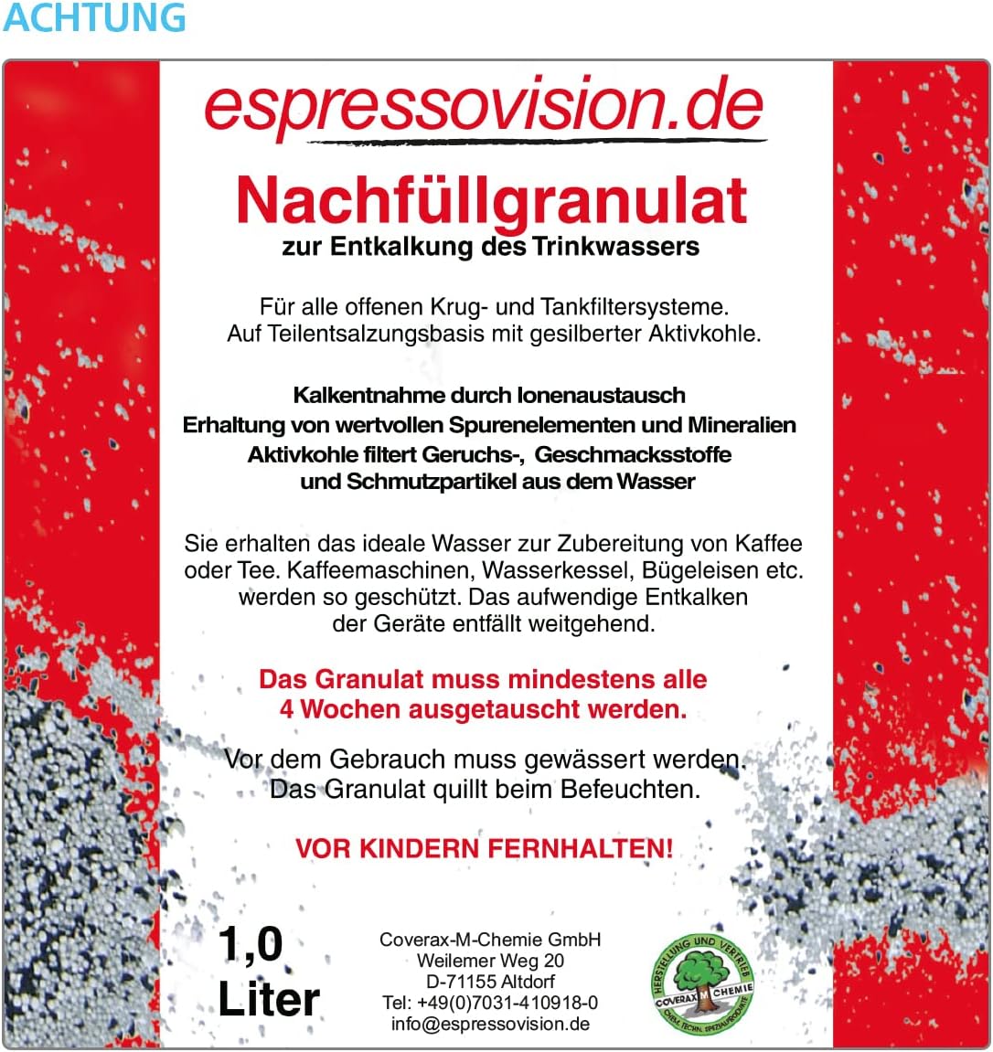 Refill granules for water filters