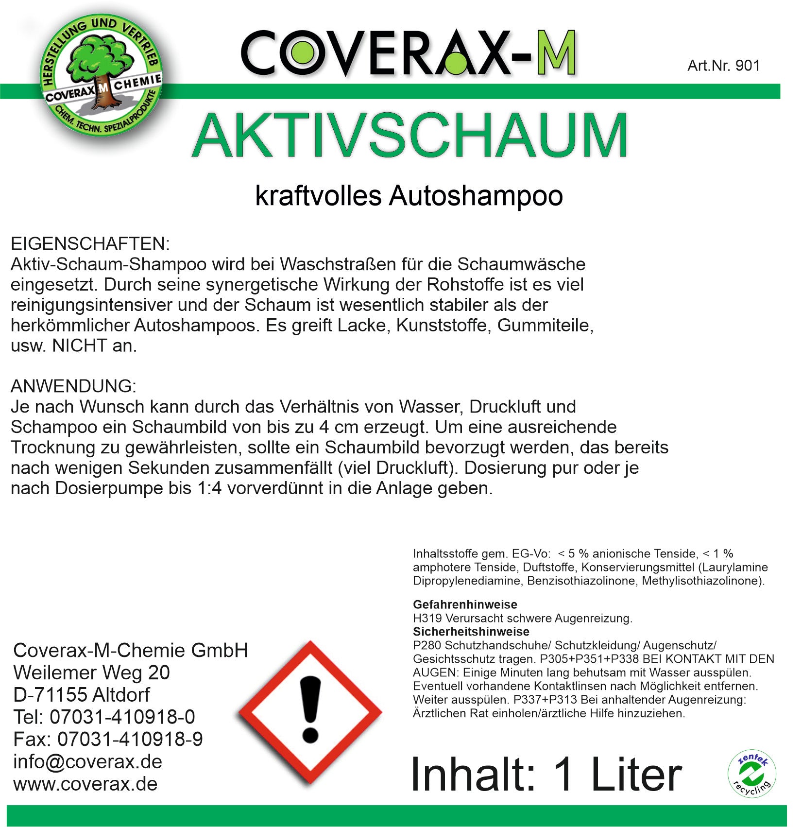 Covil Car Aktivschaum | Konzentrat, 1l | Art. Nr. 909