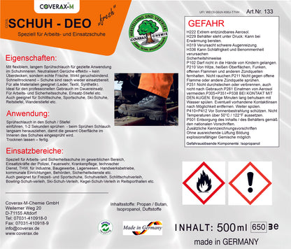 SCHUH-DEO, Aerosol 500ml, Geruchsvernichter für Schuhe