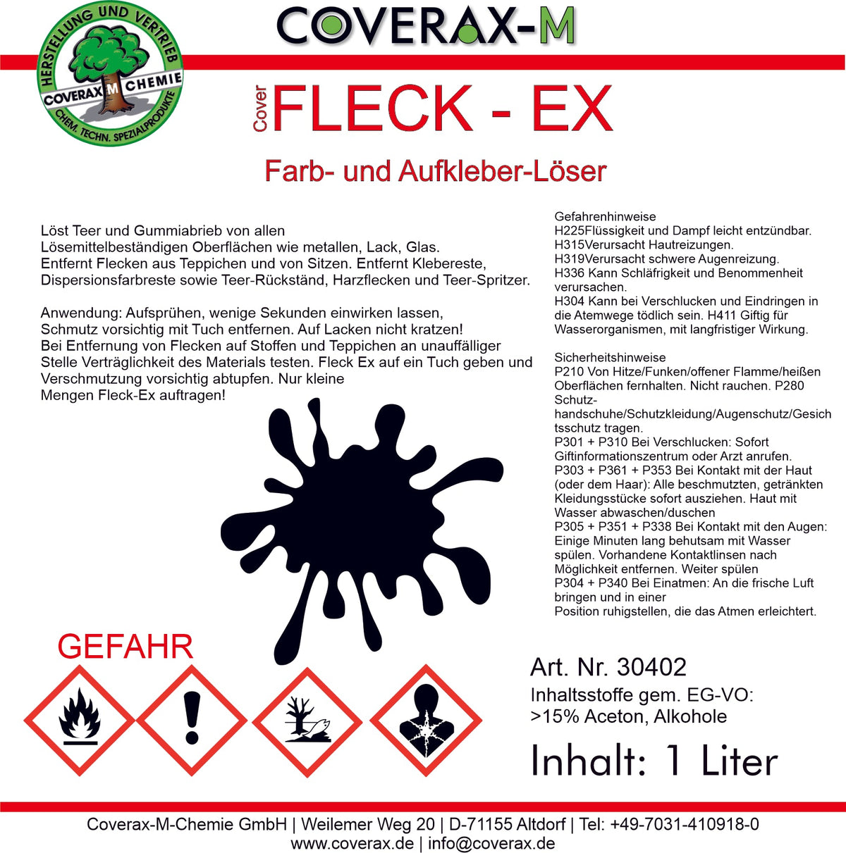 Fleck Ex - Klebstofflöser - und Farblöser  250ml