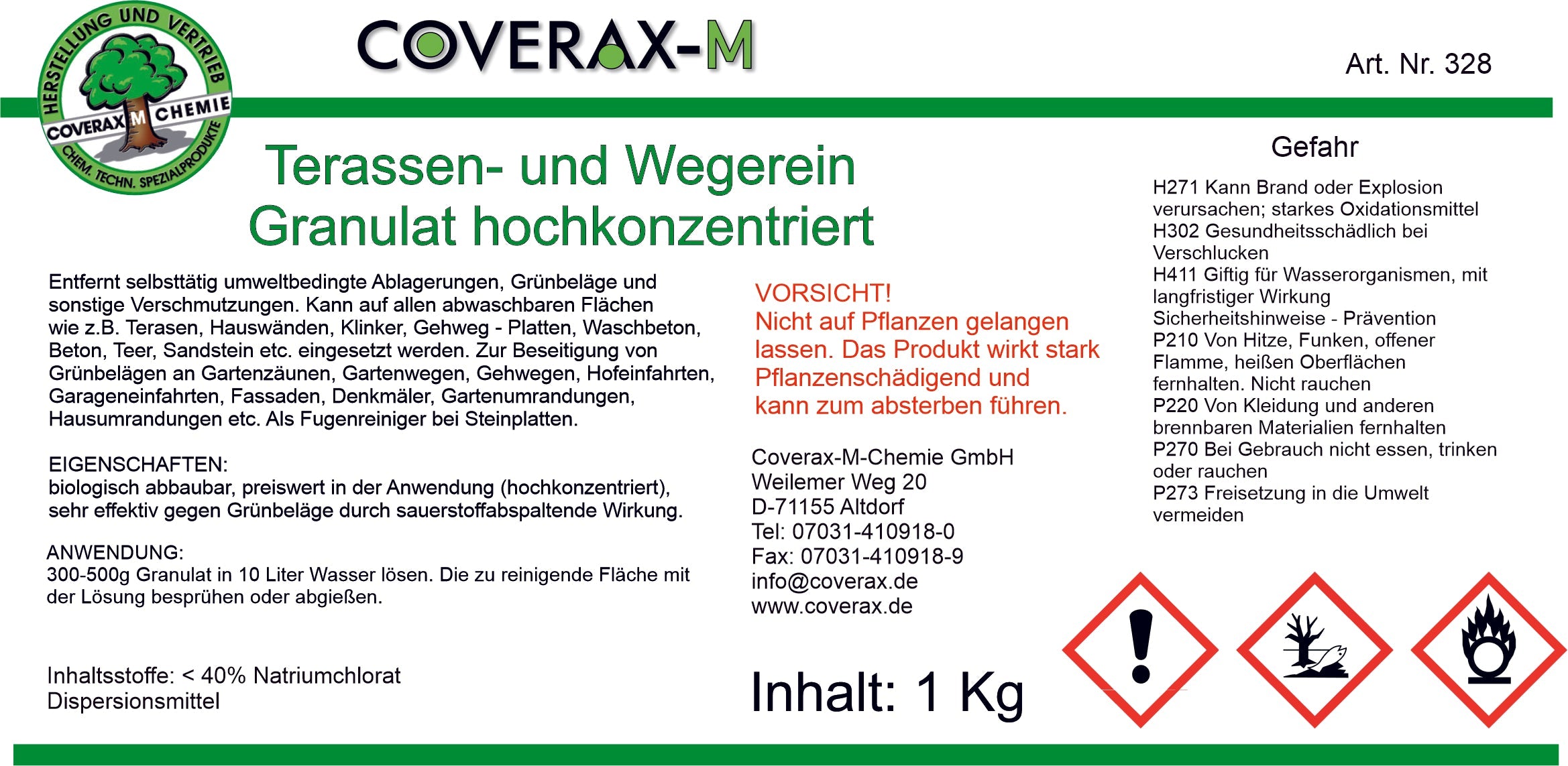 Terrassen- und Wegereiniger, Dose á 1 Kg Granulat