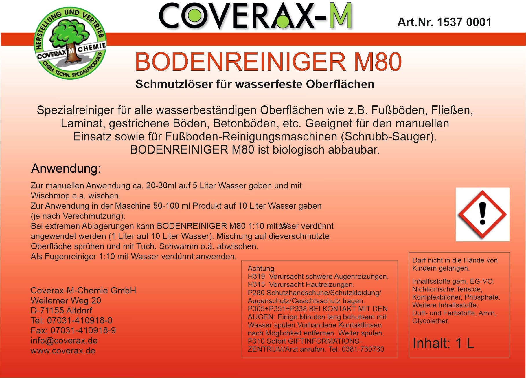 Art. Nr. 541 - Bodenreiniger SGU M80 - Konzentrat 1 Liter