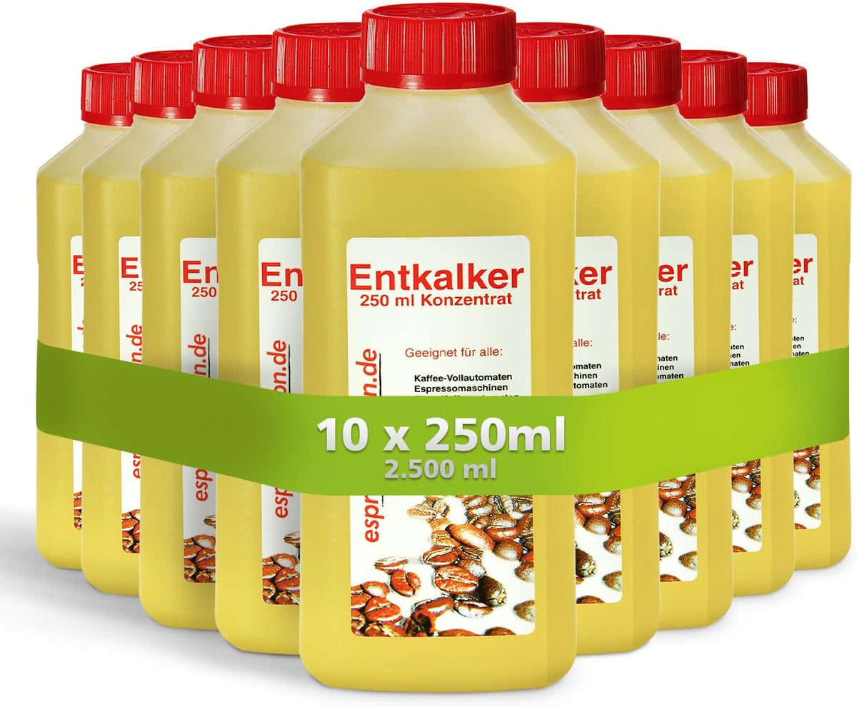 Espressovision Universal Entkalker Konzentrat 10er Pack – Kaffeegenuss – 10x 250ml XXL-Großpackung mit 2.500ml Gesamtmenge für Gewerbe, Gastronomie und Vielnutzer