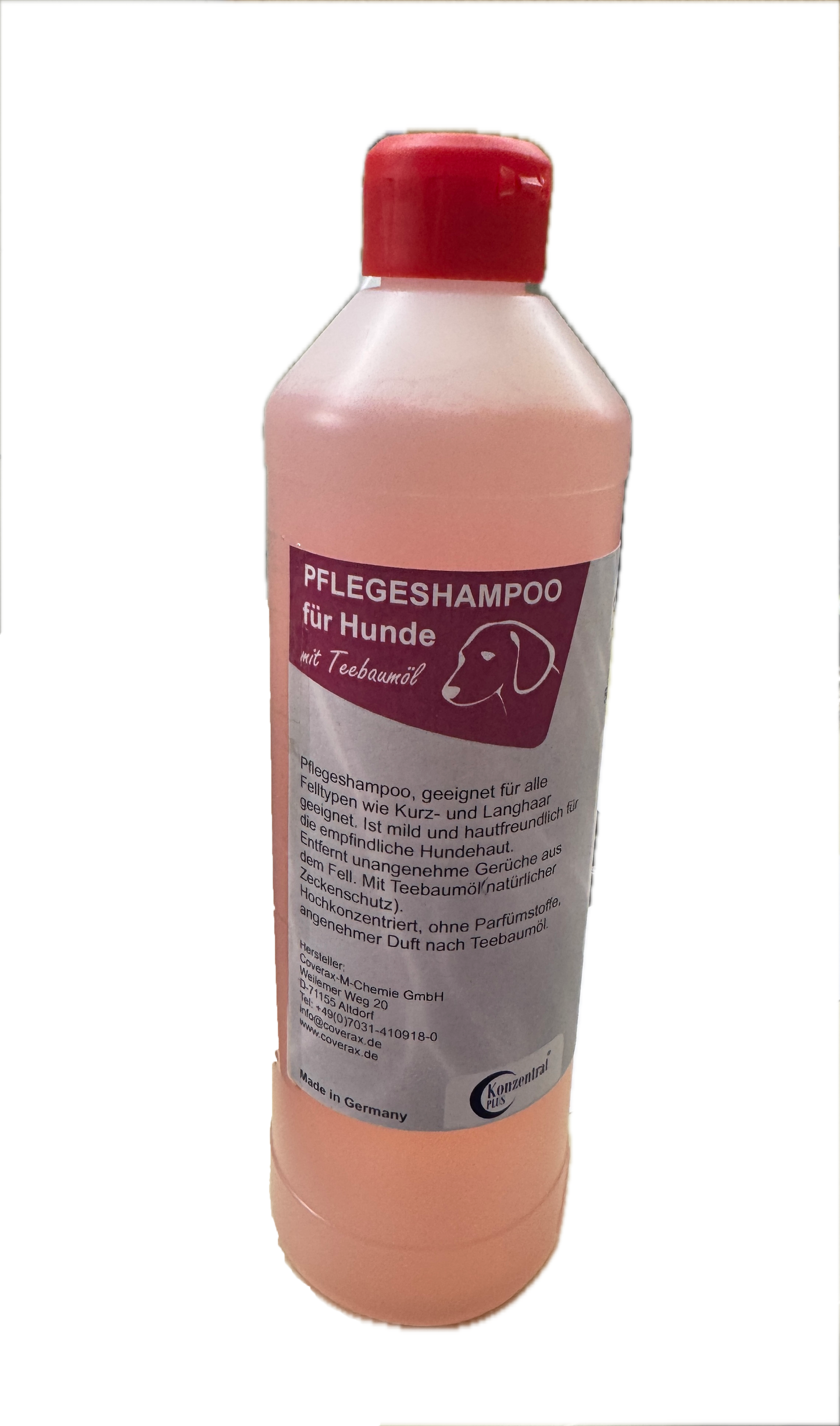 Pflegeshampoo Konzentrat für Hunde - mit Teebaumöl, 500ml Flasche