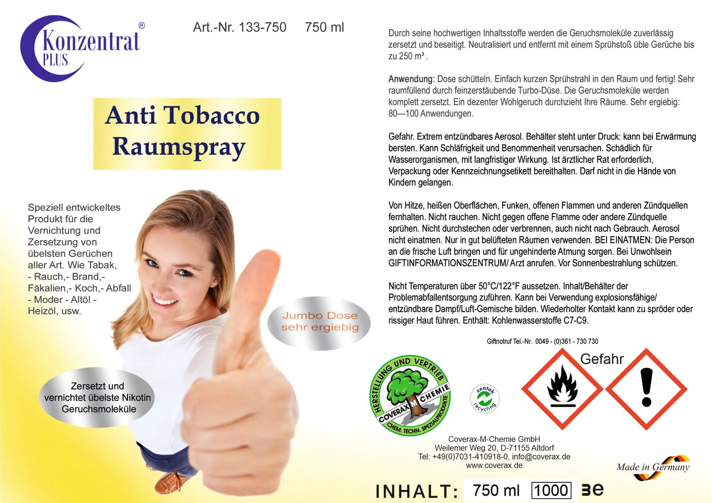 Raum Spray - Anti Tobacco, 750ml