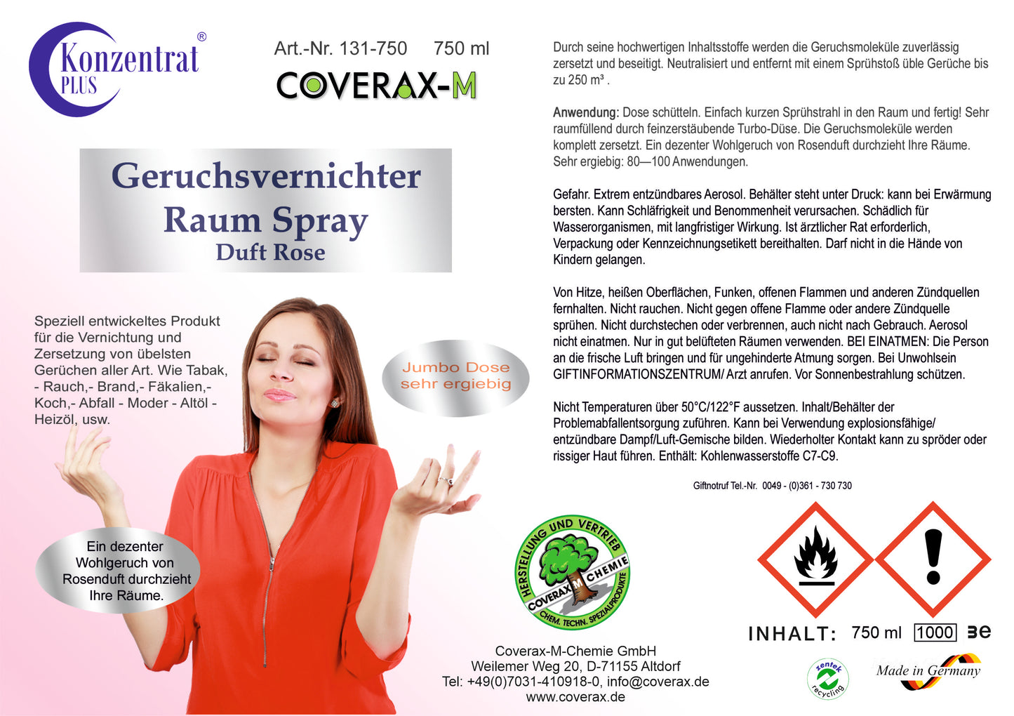 Raum Spray - Rose | Sprühdose, 750ml