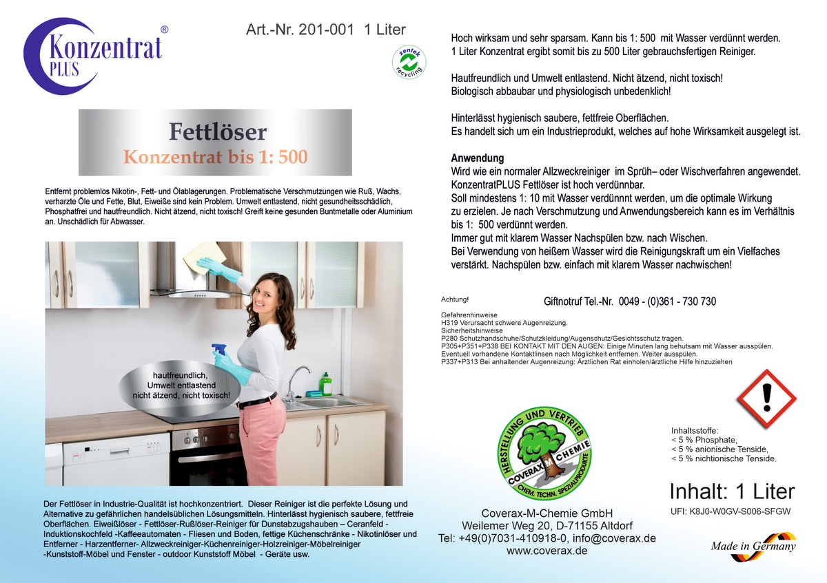 Fettlöser 500, Konzentrat