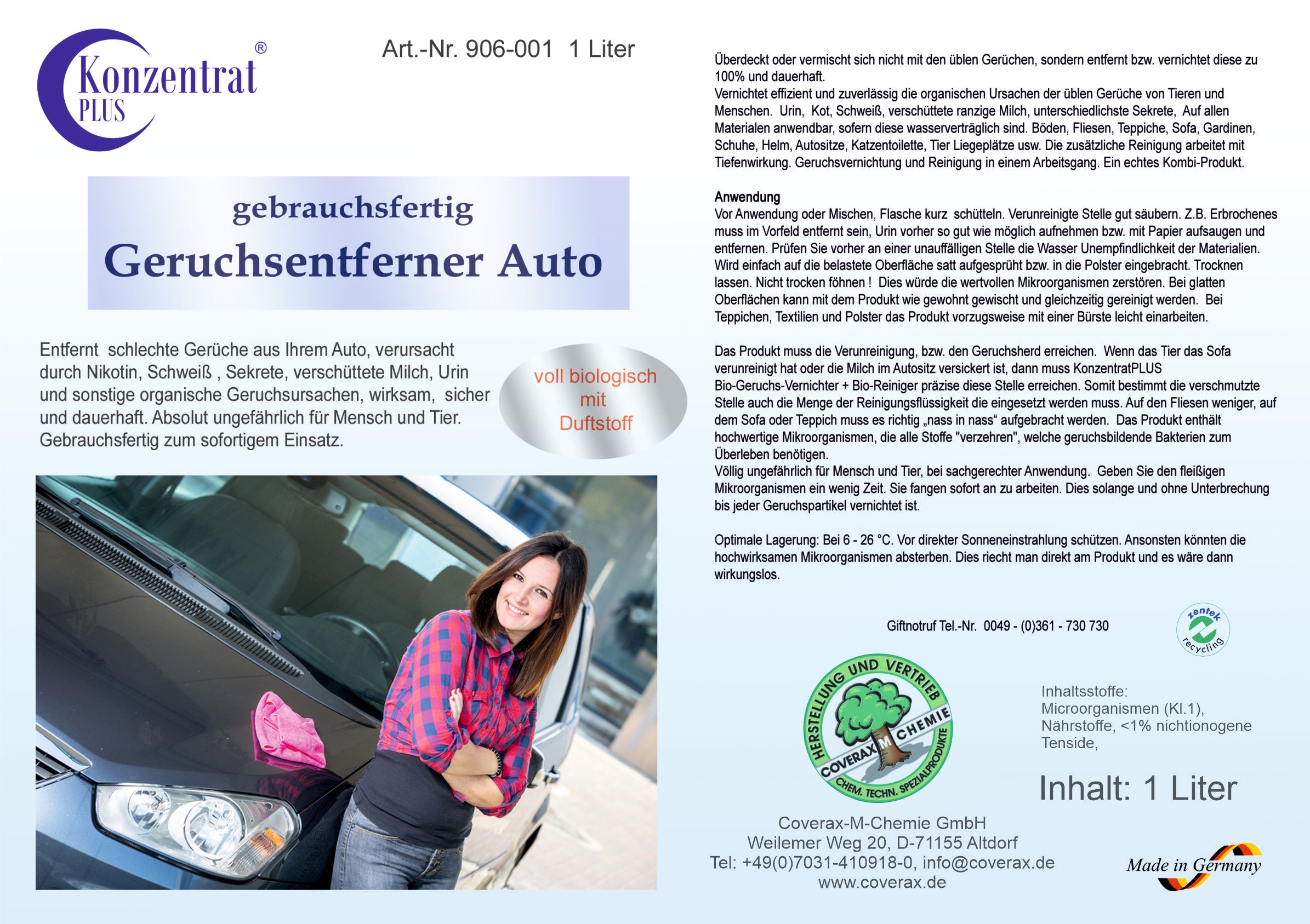 Geruchsentferner - Auto | Anwendungsfertig, 1l | Art. Nr. 801aw 005