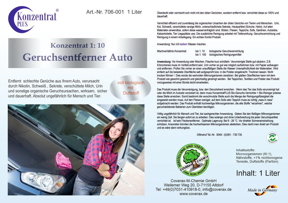 Geruchsentferner - Auto (mit Duft) Konzentrat