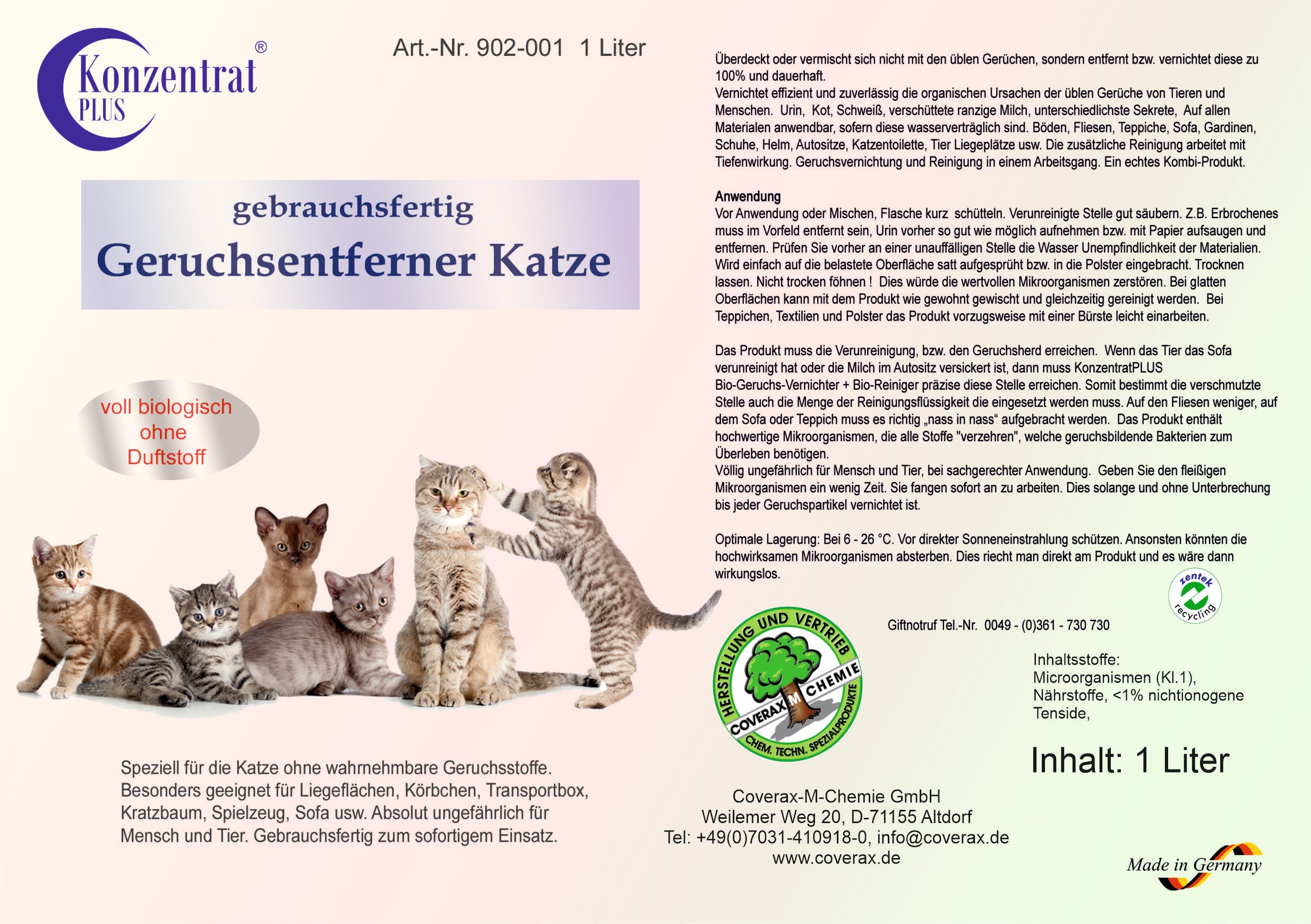 Geruchsentferner - Katze | Anwendungsfertig, 1l