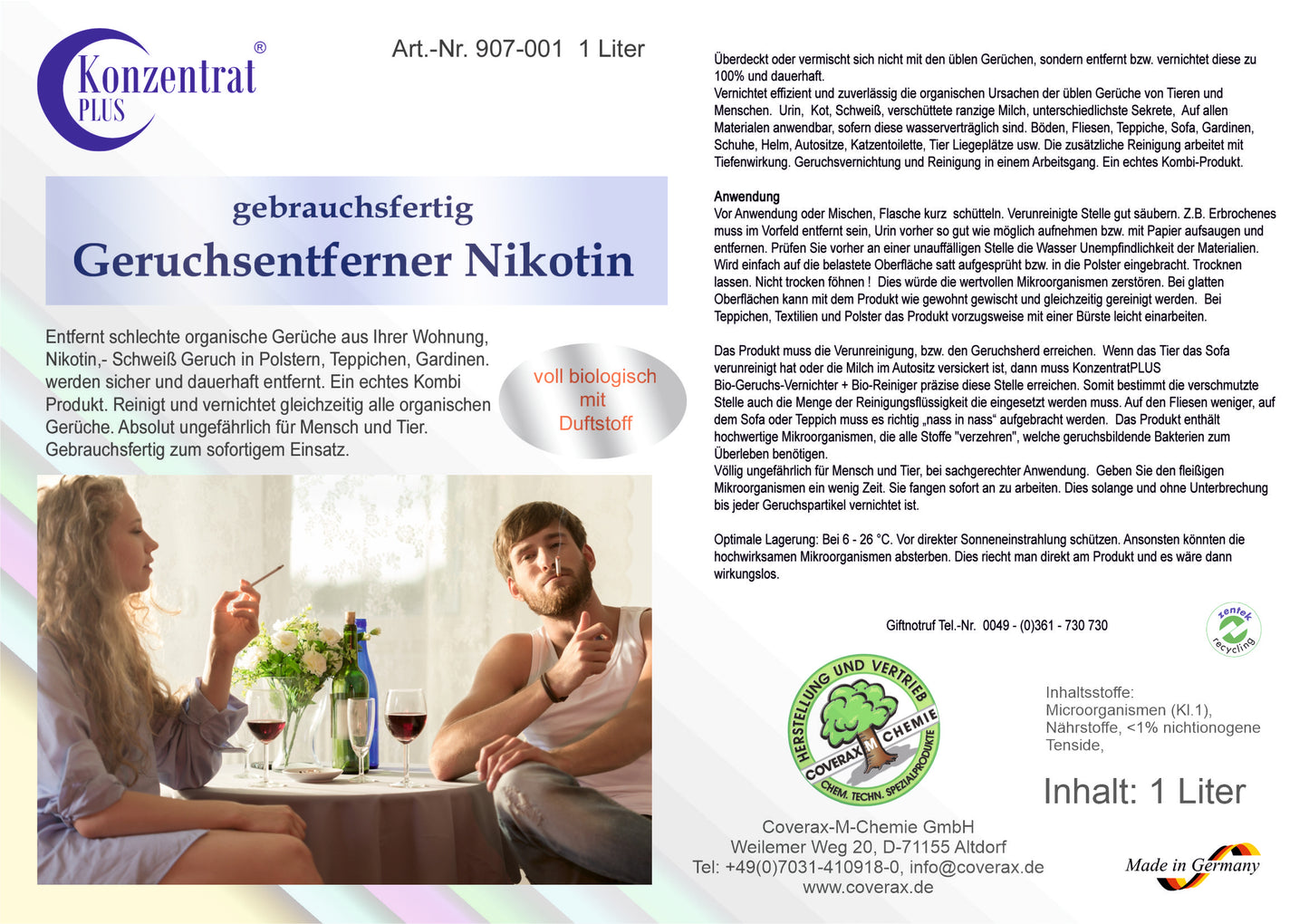 Geruchsentferner - Nikotin (mit Duftstoffen)