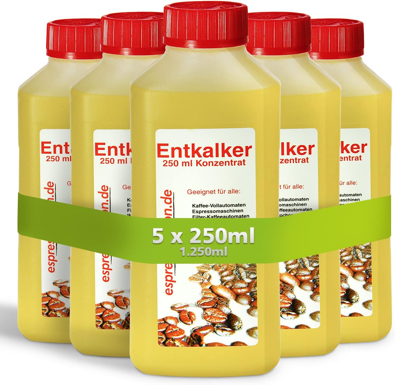 Espressovision Universal Entkalker Konzentrat 5er Pack – Kaffeegenuss – 5x 250ml Großpackung für Vieldenker im Haushalt, Büro oder Gewerbe