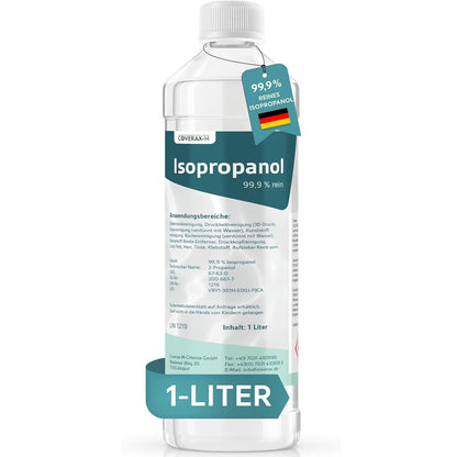 Coverax Isopropanol 99,9% 1 Liter – Isopropanol –  Höchste Reinheit verdampft komplett rückstandsfrei für empfindliche Elektronik und Platinen mit integriertem Spritzeinsatz für punktgenaues, sauberes Dosieren ohne Verschwendung.
